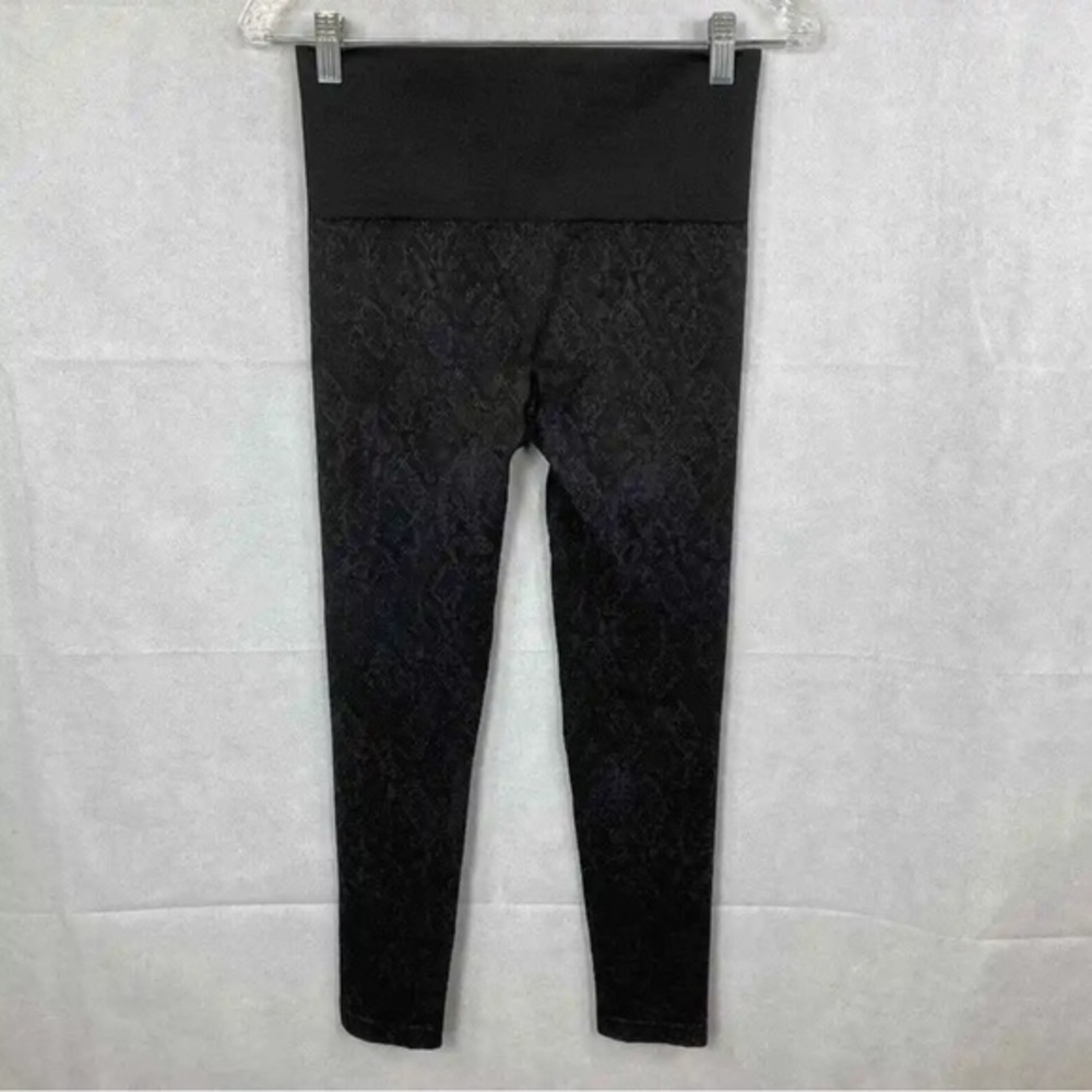 Soma Leggings Pants Womens Sz L Black Slimming Pull On Jacquard Stretch